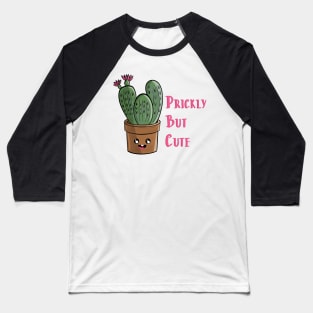 Prickly But Cute Kawaii Green Cactus Succulent in Brown Pot Baseball T-Shirt